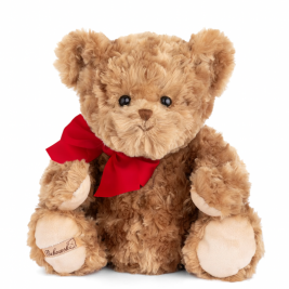 BUKOWSKI pliušinis meškiukas LUDWIG su raudonu kaspinu, 35 cm