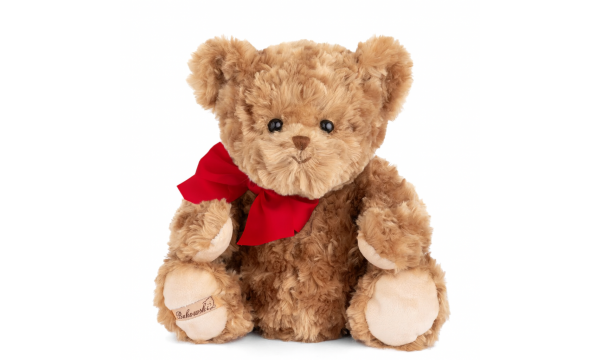 BUKOWSKI pliušinis meškiukas LUDWIG su raudonu kaspinu, 35 cm