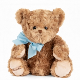 BUKOWSKI pliušinis meškiukas LUDWIG su mėlynu kaspinu, 35 cm