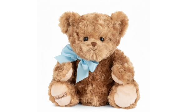 BUKOWSKI pliušinis meškiukas LUDWIG su mėlynu kaspinu, 35 cm