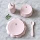 JACK O JUNO silikoninis valgymo indelių komplektas LITTLE POPY LIGHT PINK