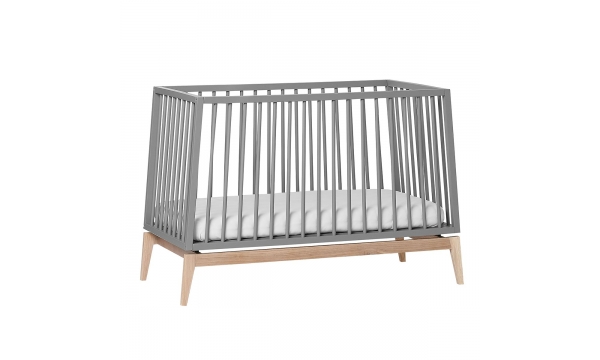 LEANDER kūdikio lovytė LUNA  GREY/OAK 120x60 cm