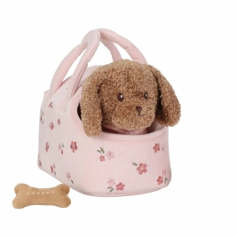 LITTLE DUTCH pliušinis šuniukas krepšelyje ESSENTIALS PINK