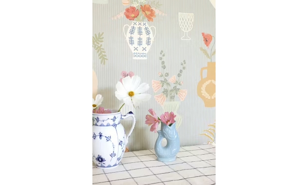 MAJVILLAN tapetai FLORAL DAIQUIRI MORNING HAZE BLUE