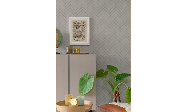 MAJVILLAN tapetai HERRINGBONE GREIGE BLUE