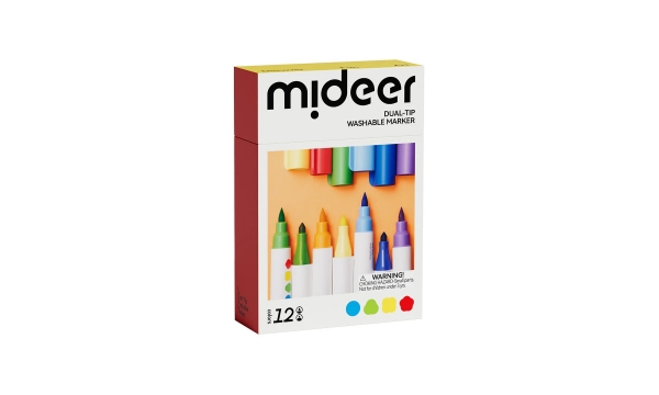 MIDEER dvipusiai nuplaunami žymekliai/flomasteriai, 12 spalvų