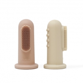 MUSHIE kūdikio dantų šepetėlis FINGER TOOTHBRUSH BLUSH/SHIFTING SAND