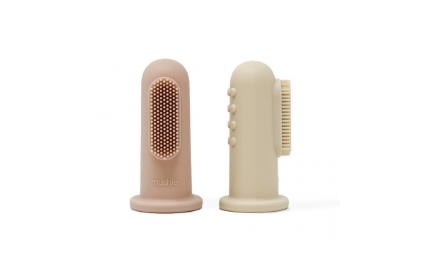 MUSHIE kūdikio dantų šepetėlis FINGER TOOTHBRUSH BLUSH/SHIFTING SAND