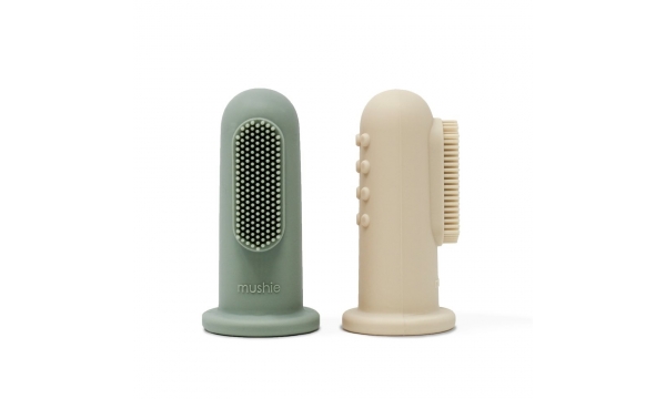 MUSHIE kūdikio dantų šepetėlis FINGER TOOTHBRUSH CAMBRIDGE BLUE/SHIFTING SAND