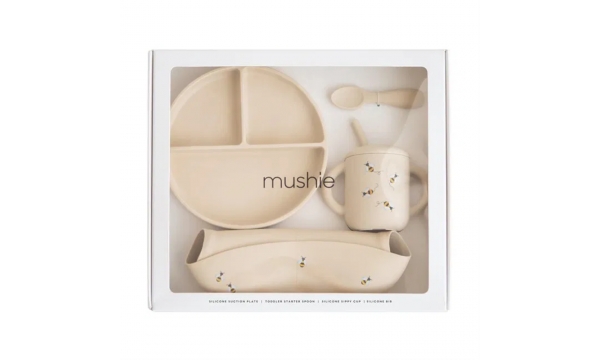 MUSHIE silikoninis mažylio valgymo rinkinys BEES MUSHIE silikoninis mažylio valgymo rinkinys BEES
