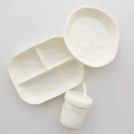 HEorSHE silikoninių indų rinkinys vaikams RIPPLE WHITE